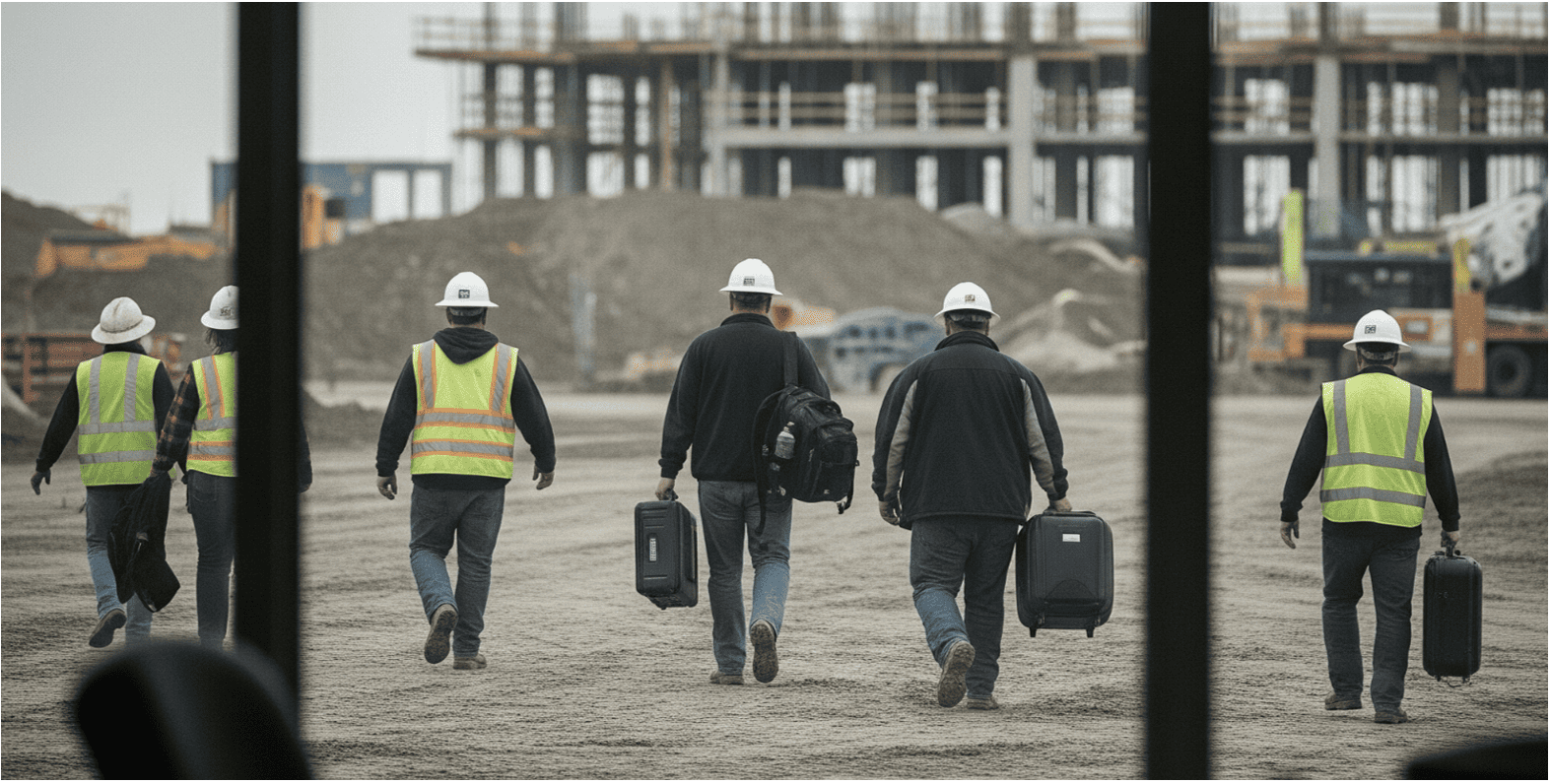 Two Workers Observe Oil Sands Worksite