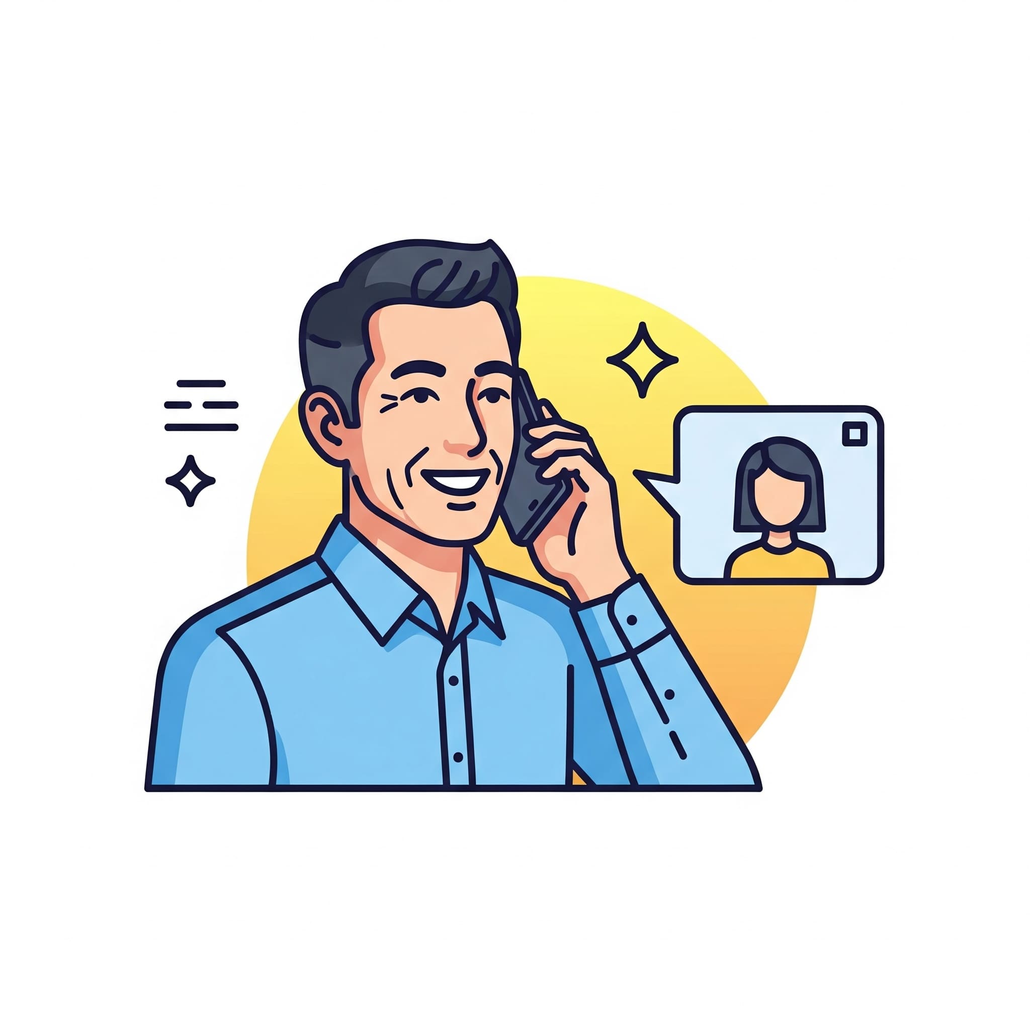 Icon depicting a professional on a phone call or video conference.