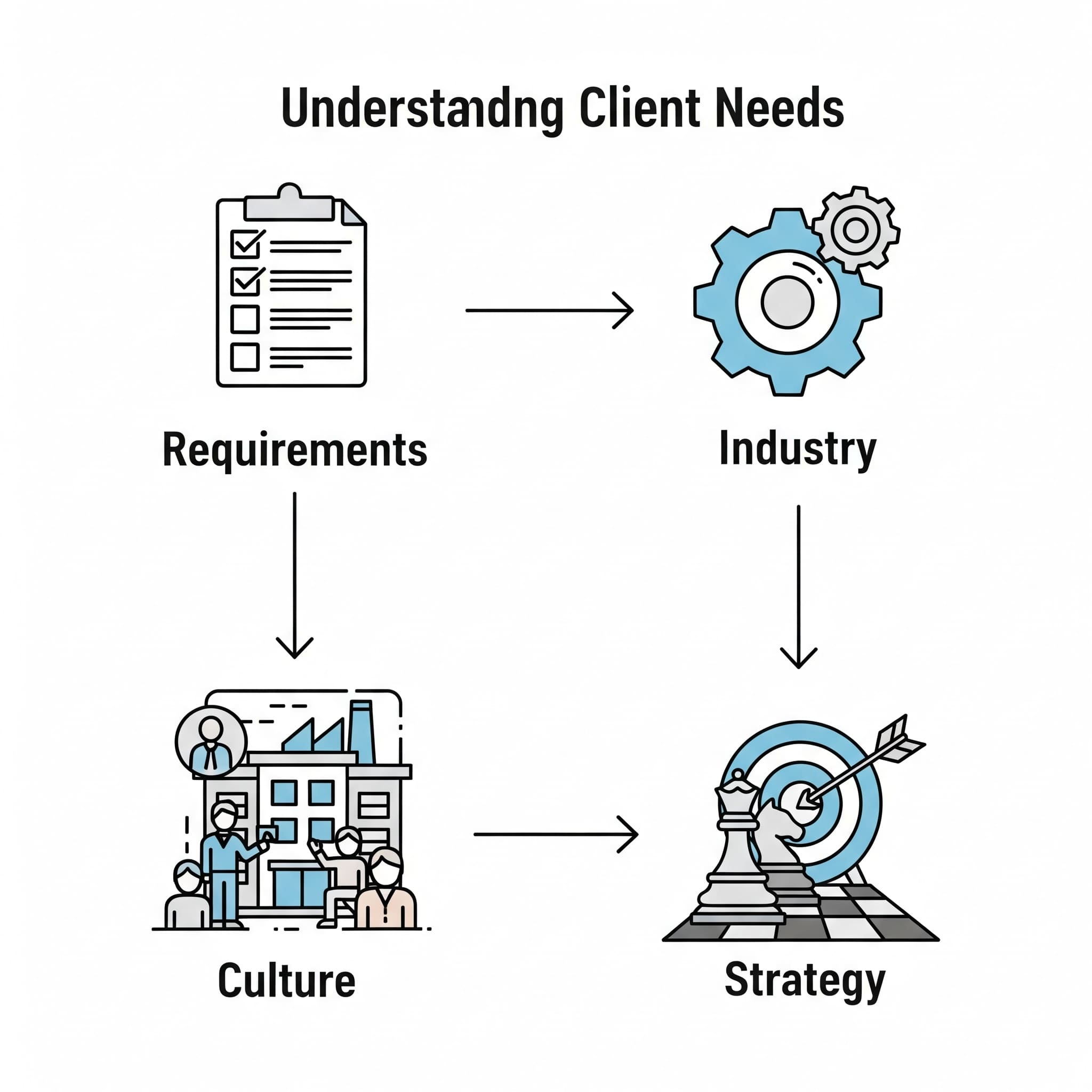 Icon of a flowchart or mind-map for strategy development.