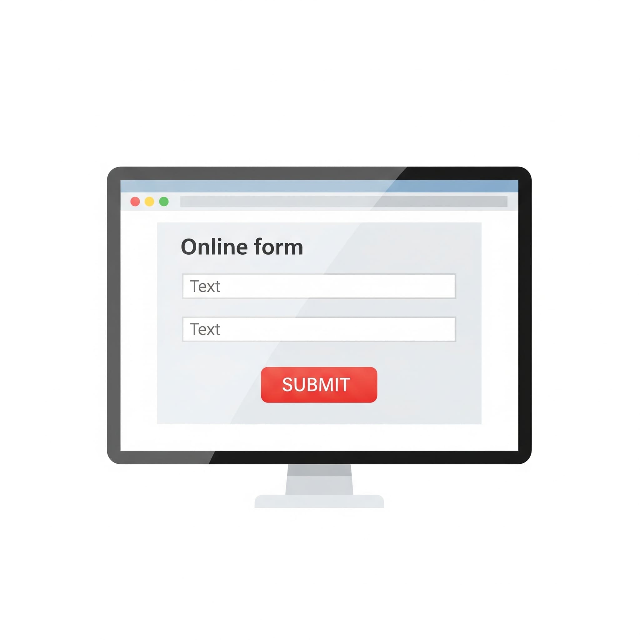 Icon of an online form with a submit button.